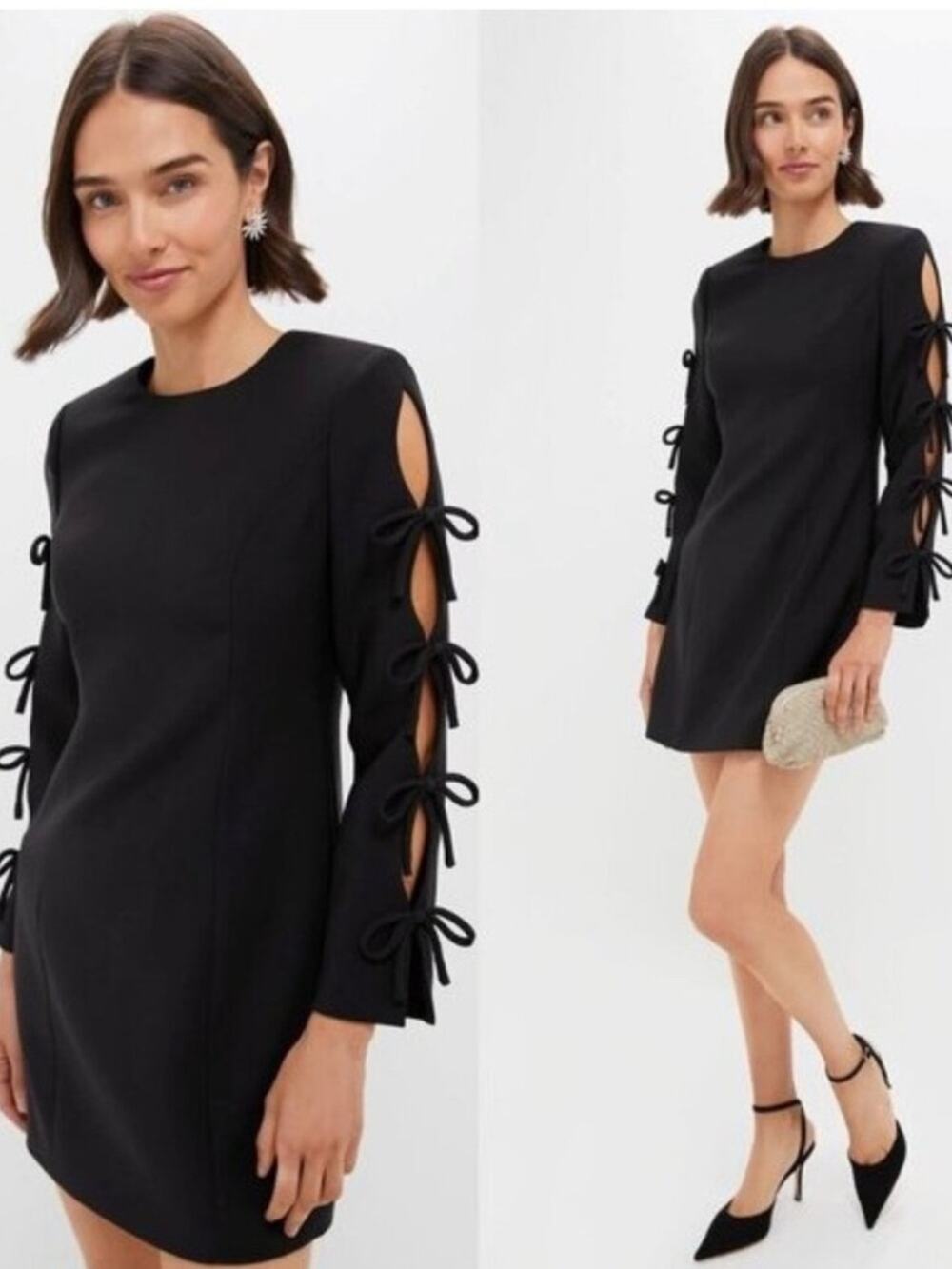 HYACINTH HOUSE Black Bow Sleeve Belinda Mini Dress NWT SMALL Tuckernuck Classic